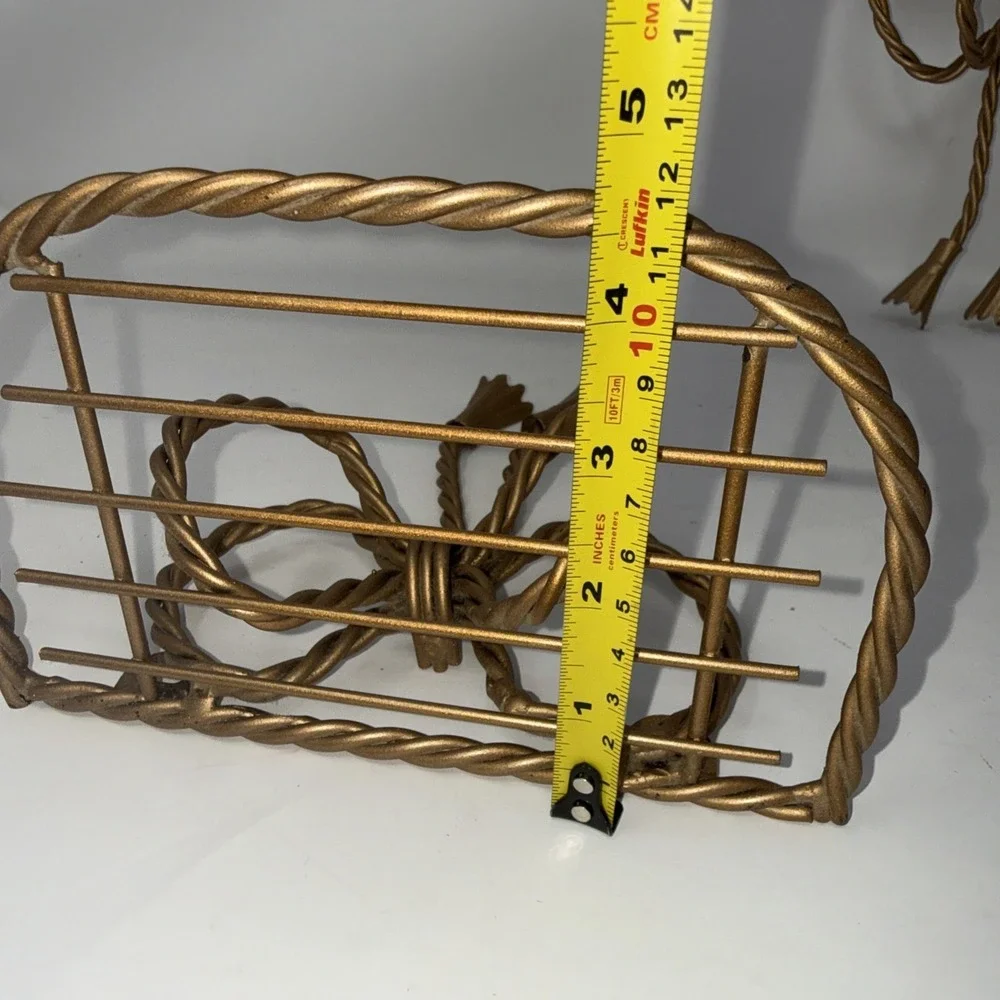 2 Vintage Home Interiors Gold Metal Twisted Bow Shelves Decor